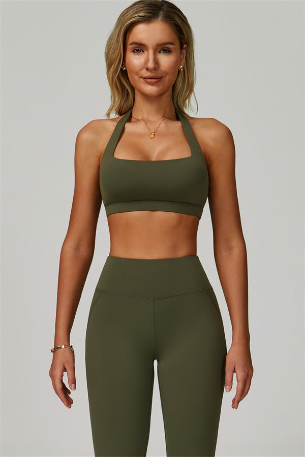 The Bold Halter Sports Bra Flared Leggings 2-Piece Set