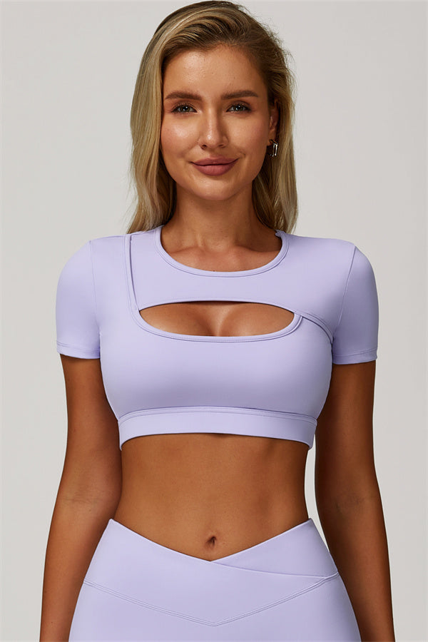 The Lavish Cut-out Crop Top Flared Leggings 2-Piece Set
