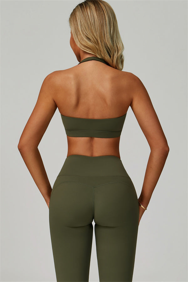 The Bold Halter Sports Bra Flared Leggings 2-Piece Set
