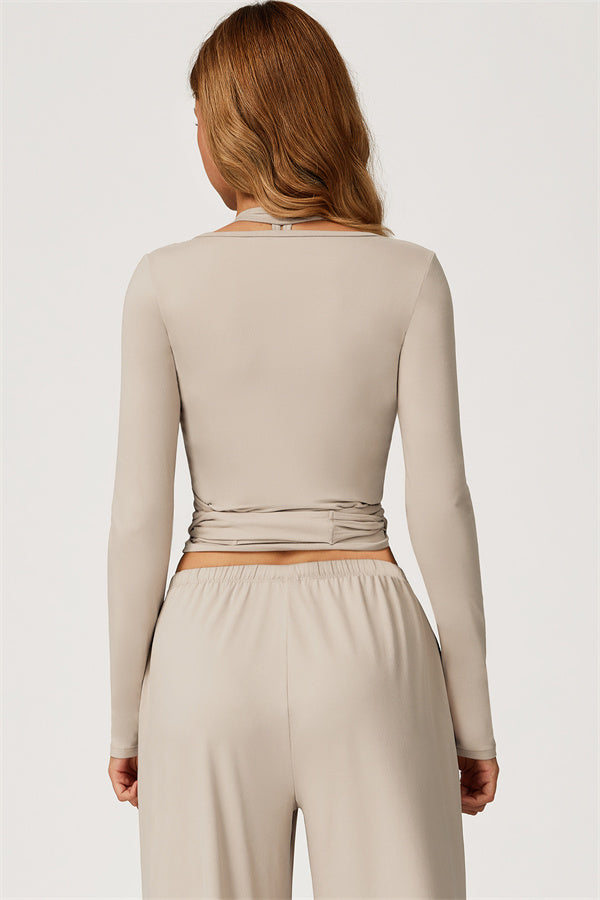 The Sprint Long Sleeve Crop Top Halter Tank Top Sweatpants 3-Piece Set