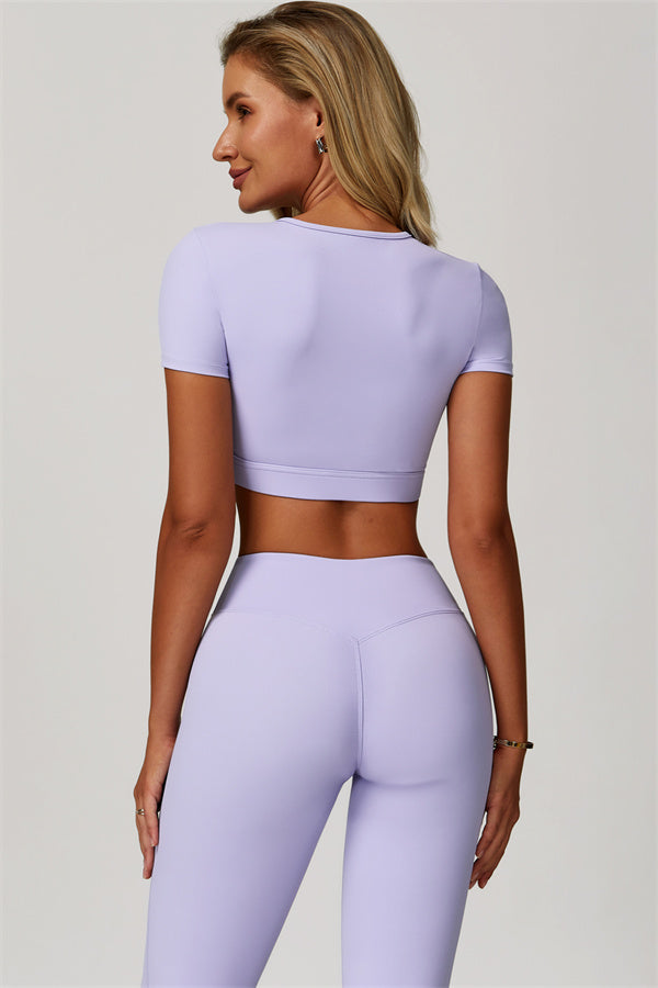 The Lavish Cut-out Crop Top Flared Leggings 2-Piece Set