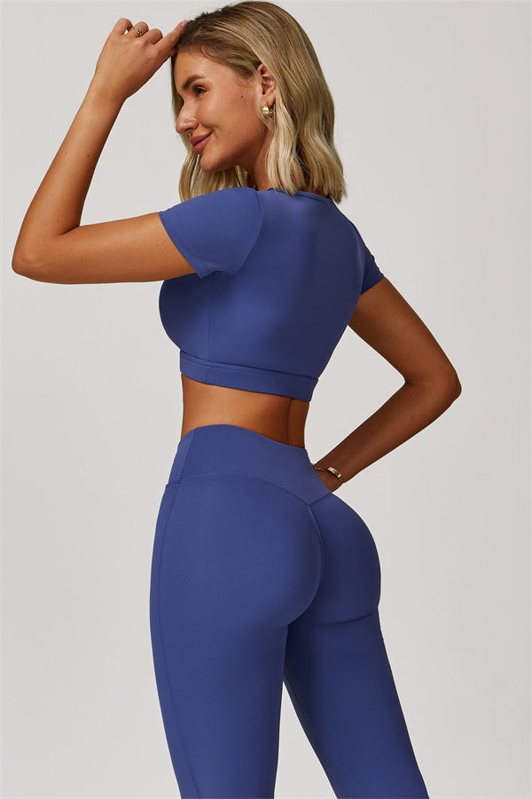 The Lavish Cut-out Crop Top Flared Leggings 2-Piece Set