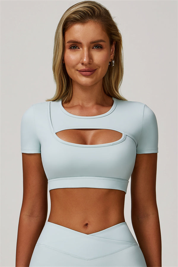 The Lavish Cut-out Crop Top Flared Leggings 2-Piece Set