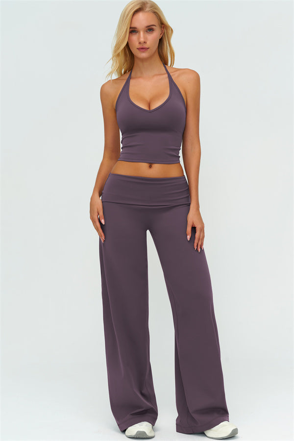 The Twirl Halter Tank Top Straight Leg Pants 2-Piece Set