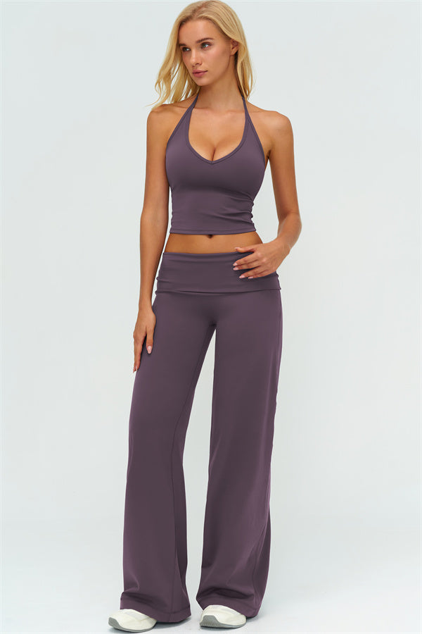 The Twirl Halter Tank Top Straight Leg Pants 2-Piece Set